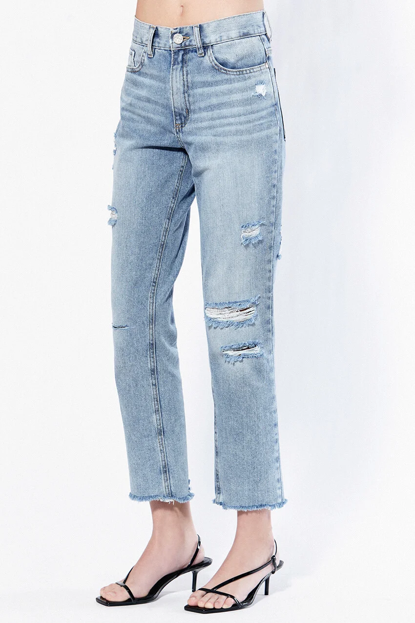 Boyfriend Azul Gastado Roturas