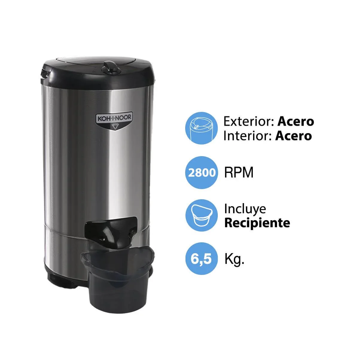 Secarropas Centrífugo Koh-i-noor 6,5 Kg. Acero Inoxidable A-665/2