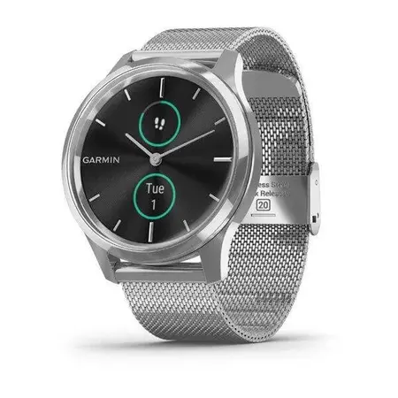 Smartwatch Garmin Vivomove Luxe Acero inox. Malla Plateada