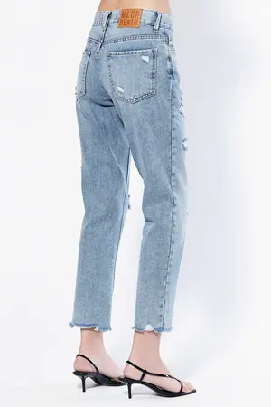 Boyfriend Azul Gastado Roturas