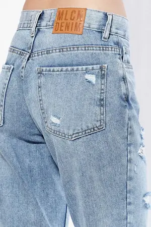 Boyfriend Azul Gastado Roturas